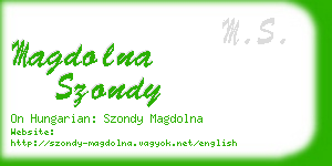 magdolna szondy business card